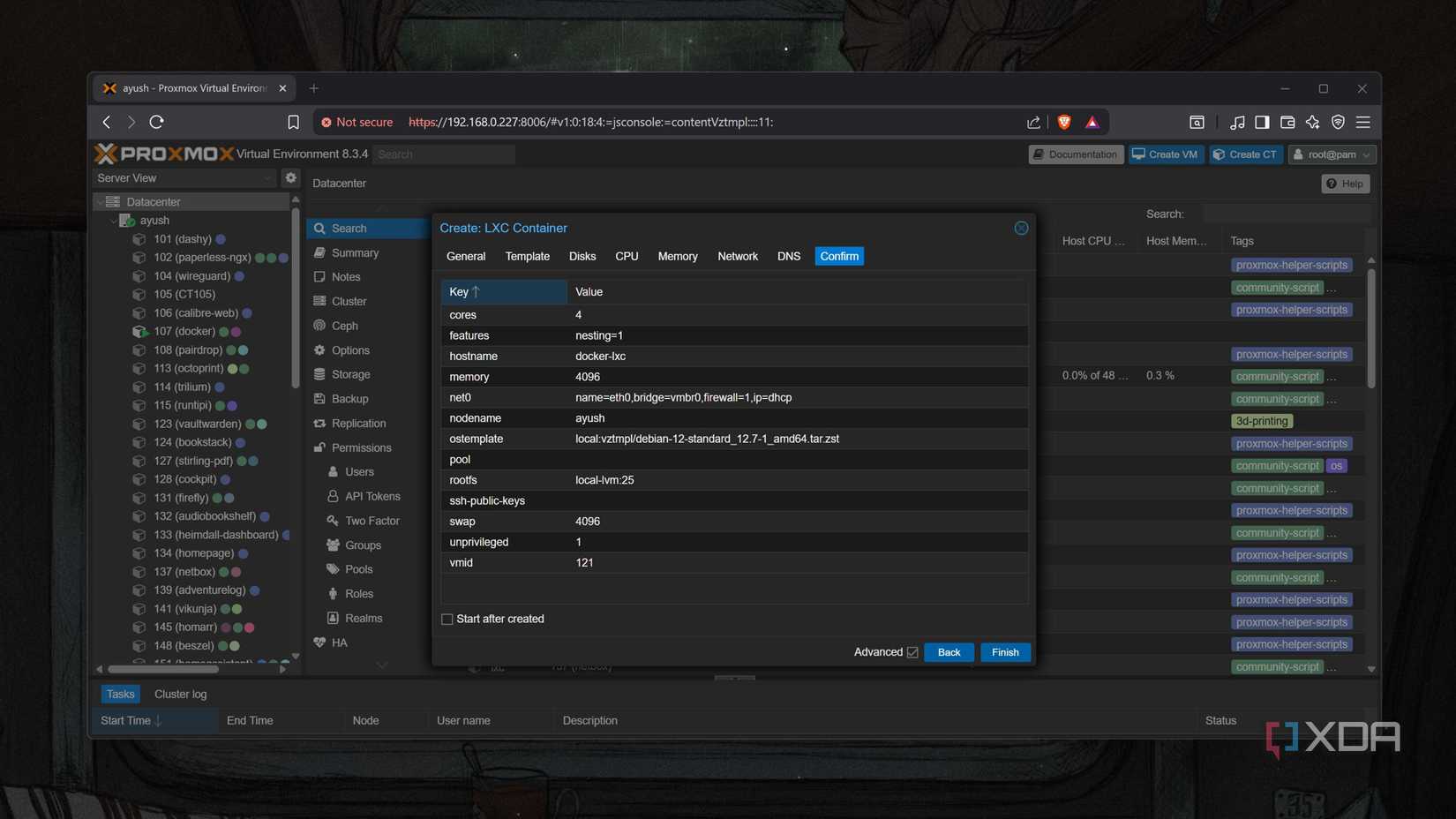 Creating an LXC on Proxmox