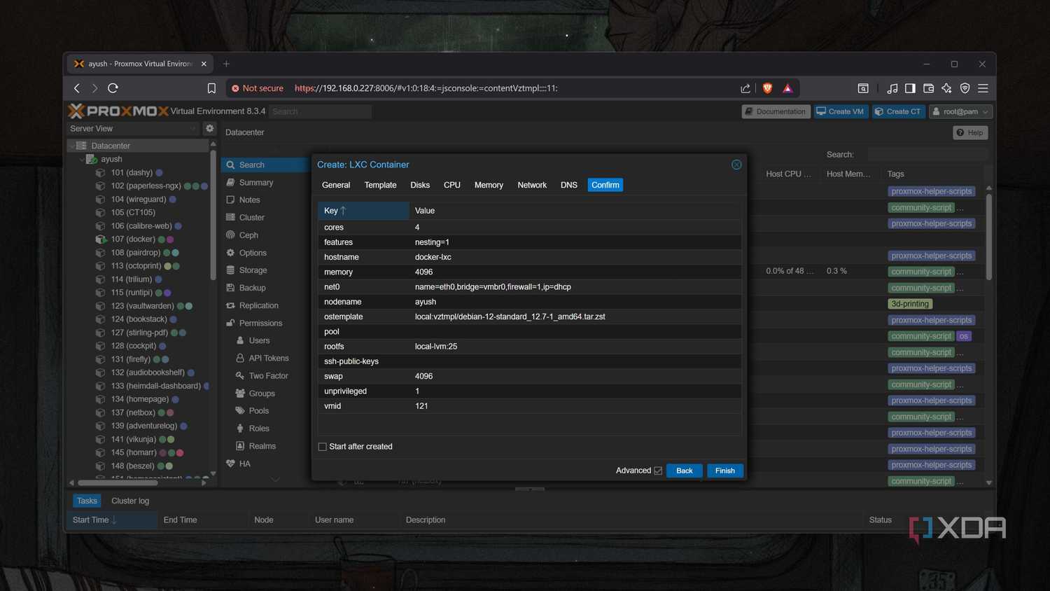 Creating an LXC on Proxmox