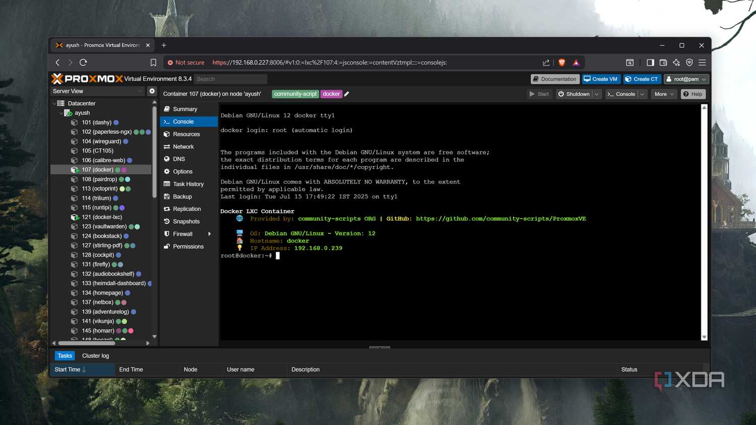 Running Docker inside a Proxmox LXC