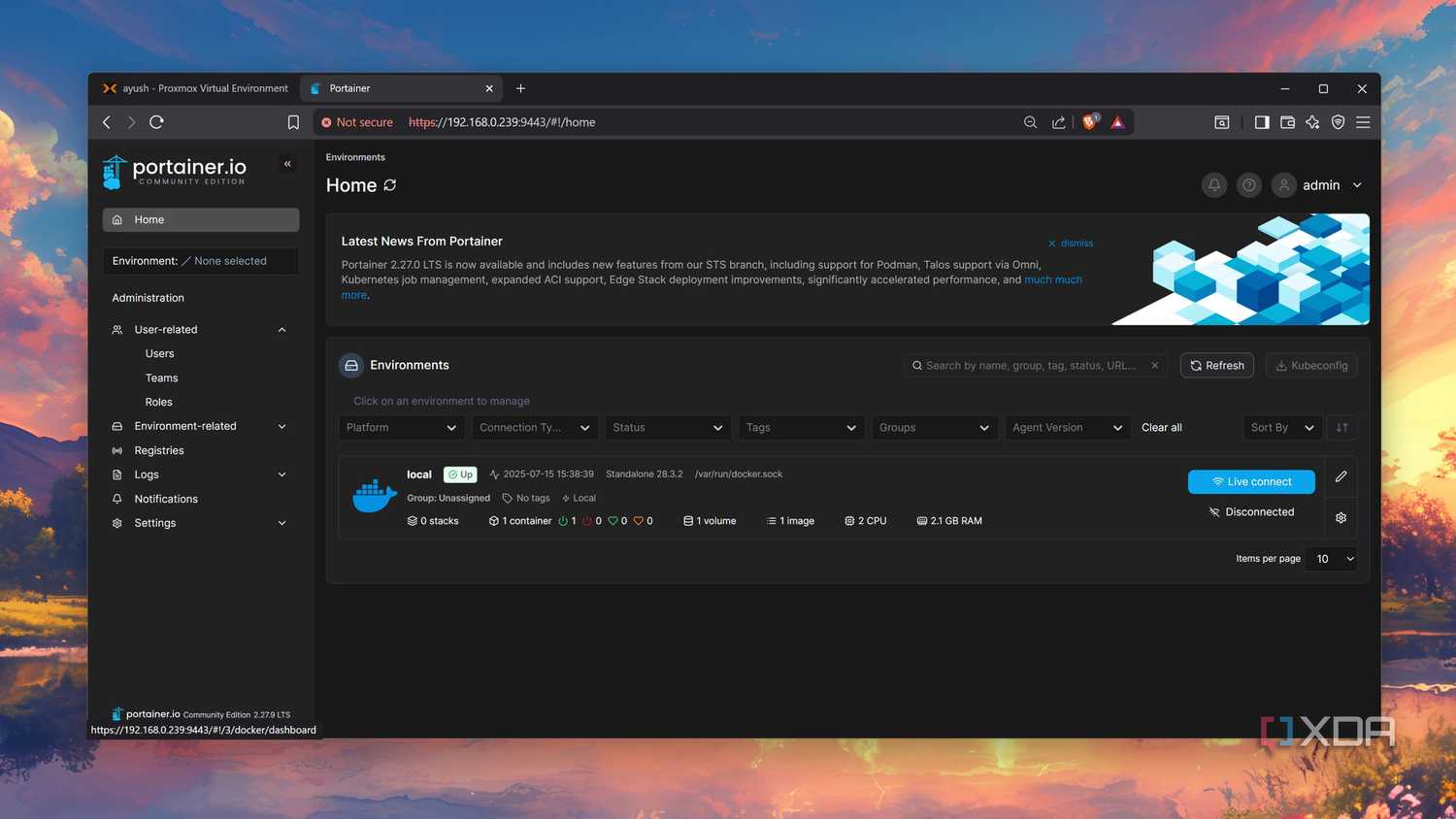 Connecting a Docker LXC to Portainer