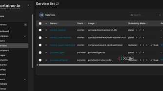 screenshot of docker portainer create service list