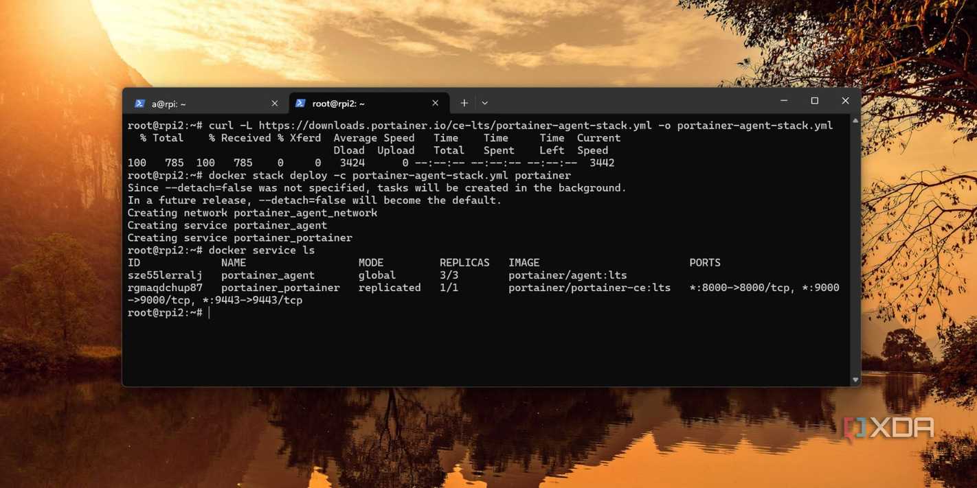 screenshot of docker portainer installed