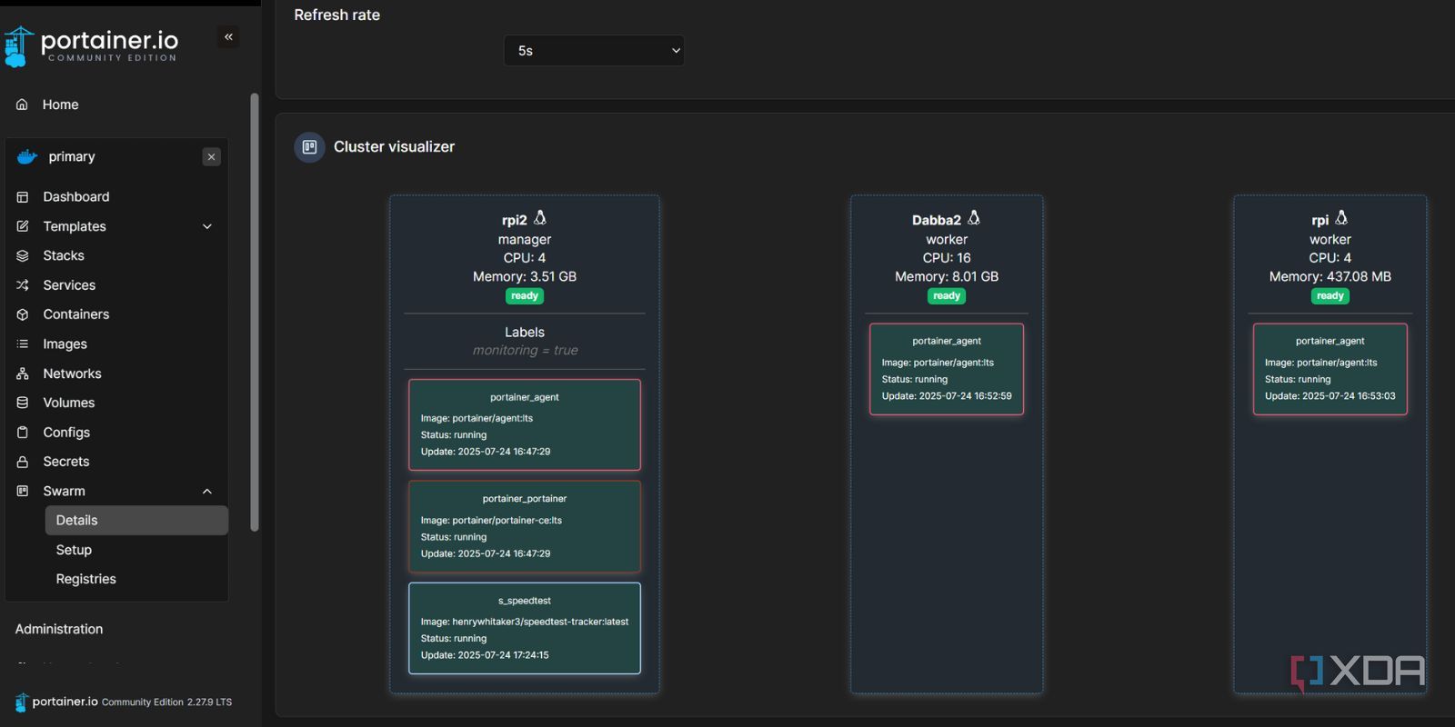 screenshot of docker portainer visualizer