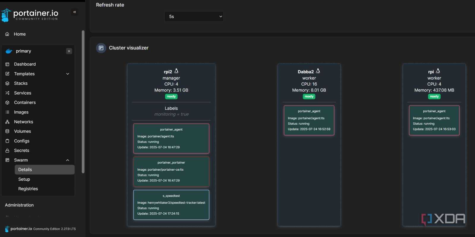 screenshot of docker portainer visualizer