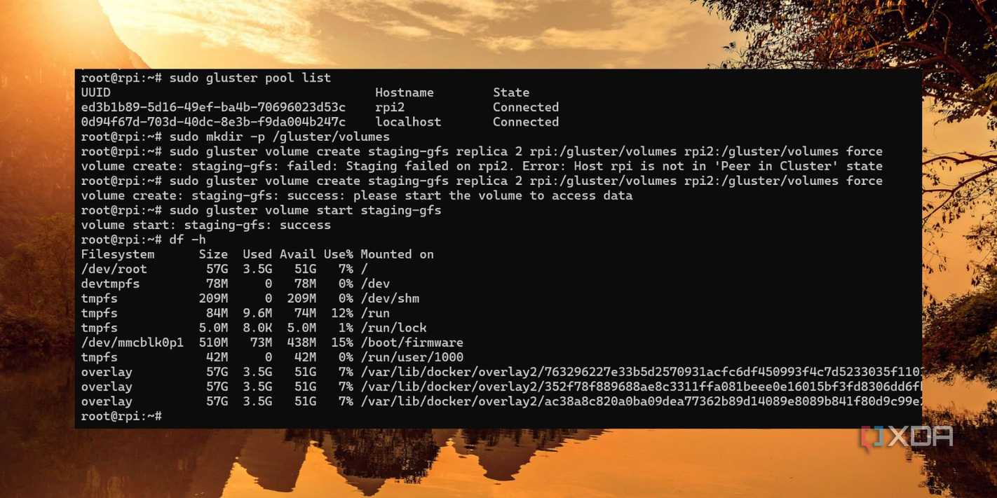 screenshot of docker swarm glusterfs volume