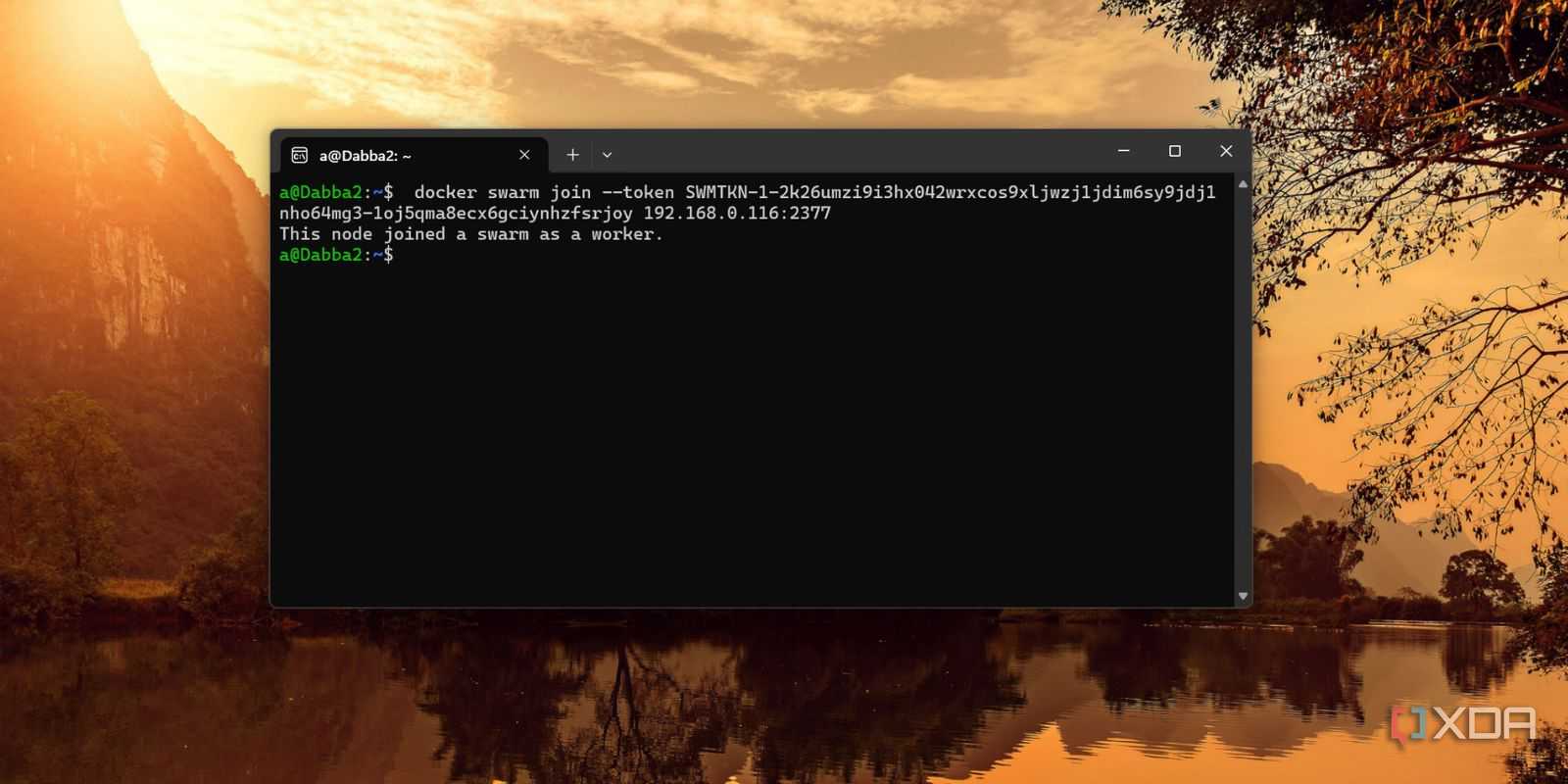 screenshot of docker swarm join node