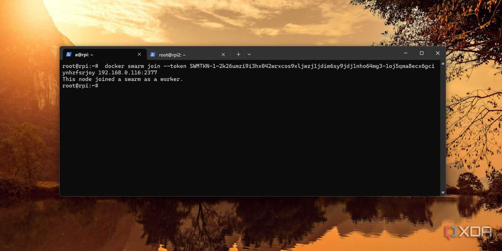 screenshot of docker swarm joinnode