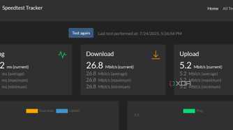 screenshot of docker swarm speedtest tracker service