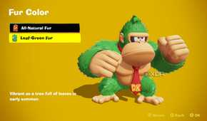 A screenshot of the appearance screen in Donkey Kong Bananza