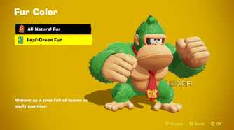 A screenshot of the appearance screen in Donkey Kong Bananza