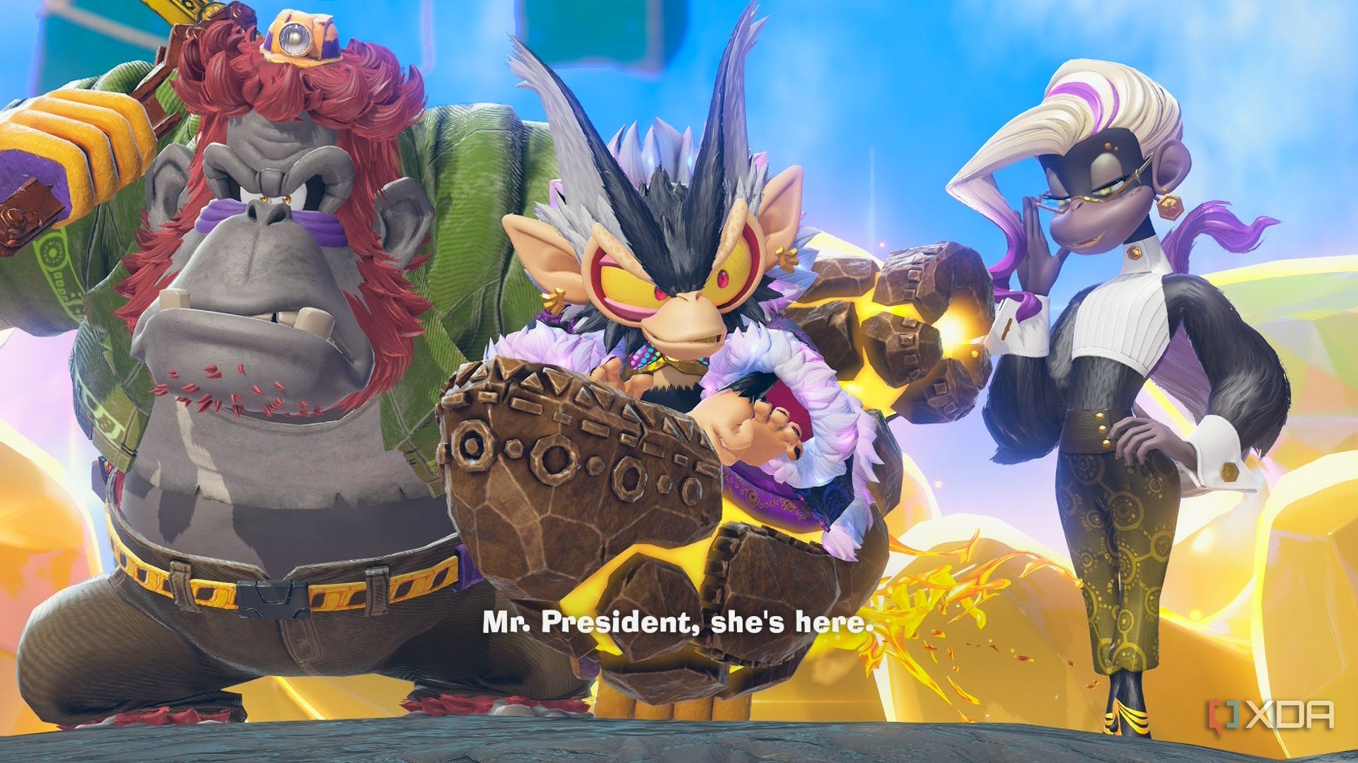 A screenshot of Void Kong and his minions Donkey Kong Bananza