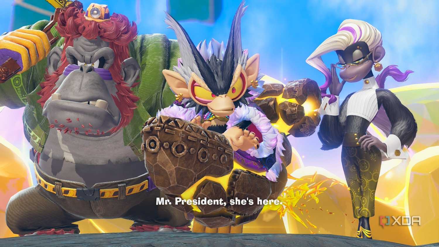 A screenshot of Void Kong and his minions Donkey Kong Bananza