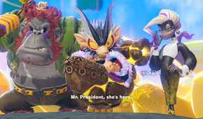 A screenshot of Void Kong and his minions Donkey Kong Bananza