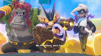 A screenshot of Void Kong and his minions Donkey Kong Bananza
