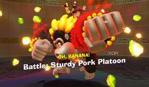A screenshot of DK finding a Banandium Gem in Bananza Form from Donkey Kong Bananza