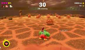 A screenshot of a challenge room in Donkey Kong Bananza
