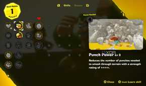 A screenshot of the skill tree in Donkey Kong Bananza