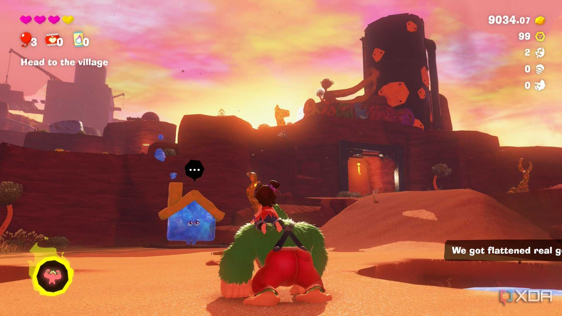 A screenshot of DK exploring one of the new areas in Donkey Kong Bananza