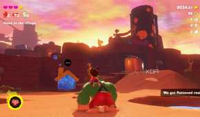 A screenshot of DK exploring one of the new areas in Donkey Kong Bananza