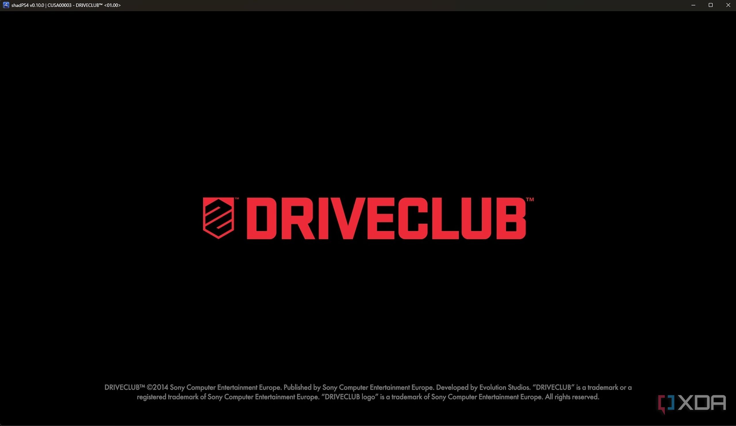 Driveclub's splash screen running on PC via ShadPS4.