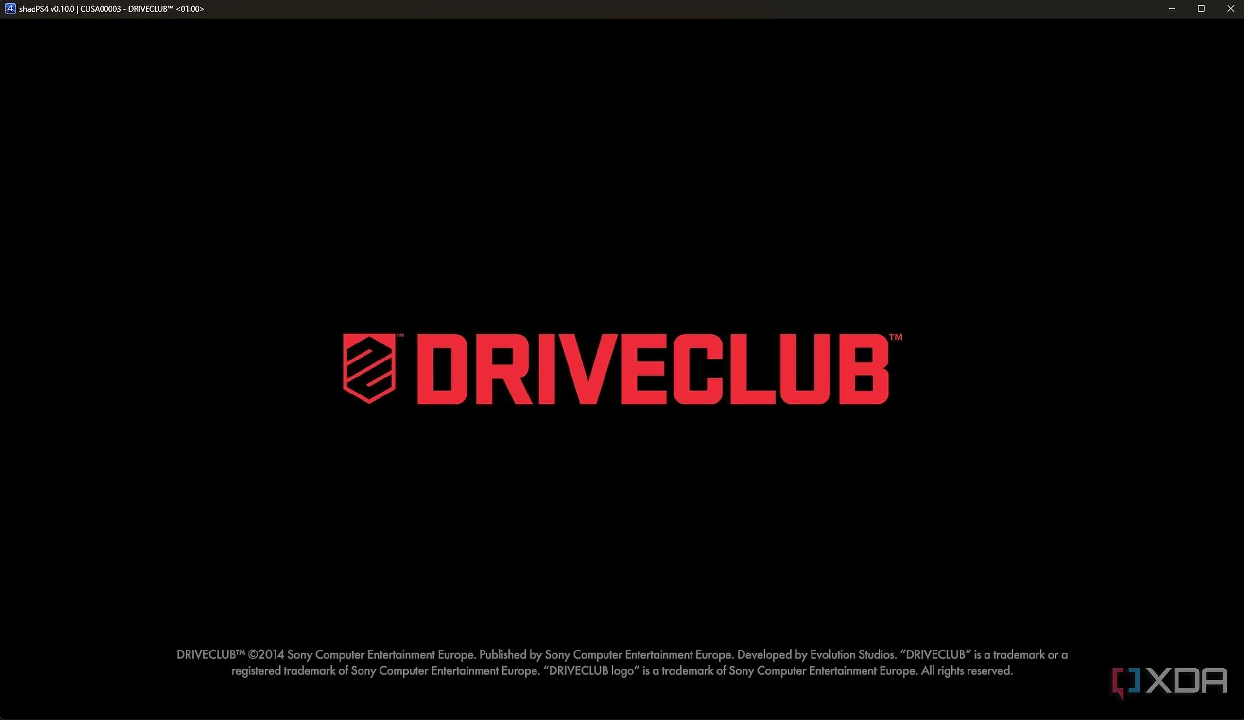 Driveclub's splash screen running on PC via ShadPS4.