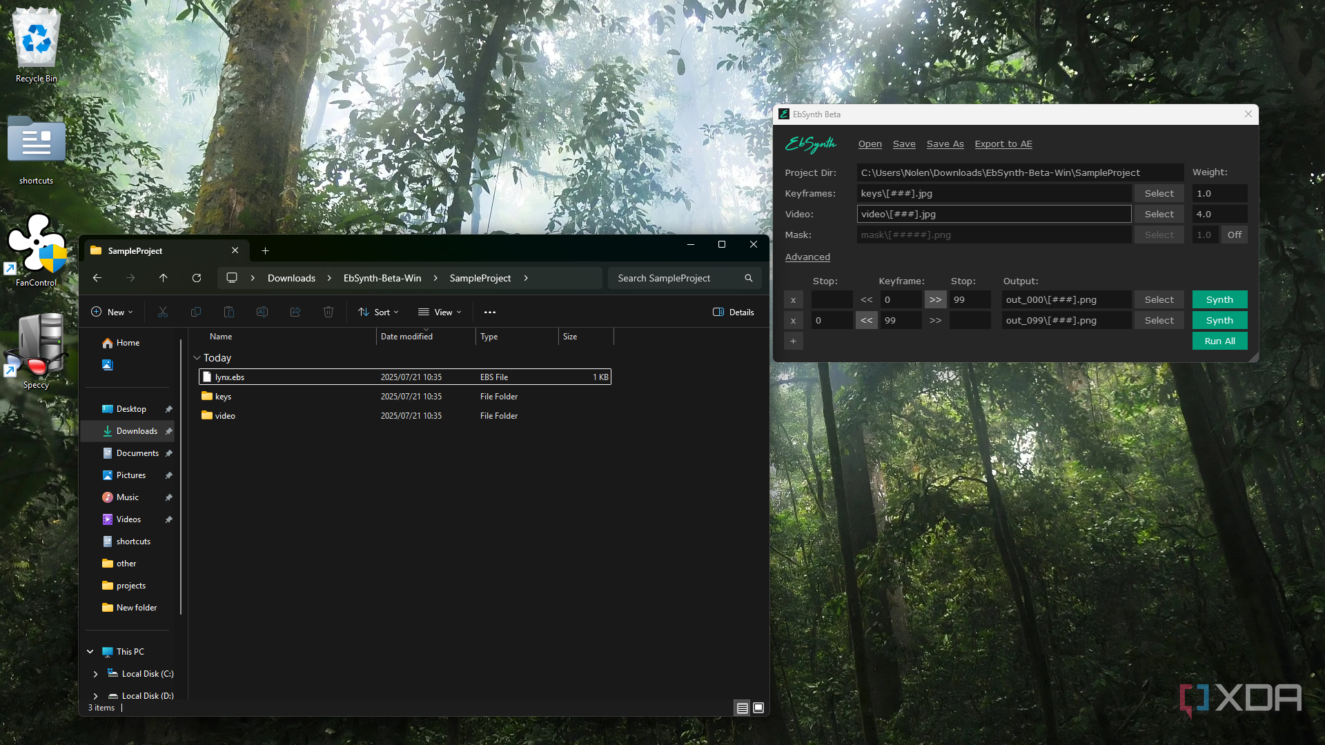 Ebsynth transferring files for keyframing