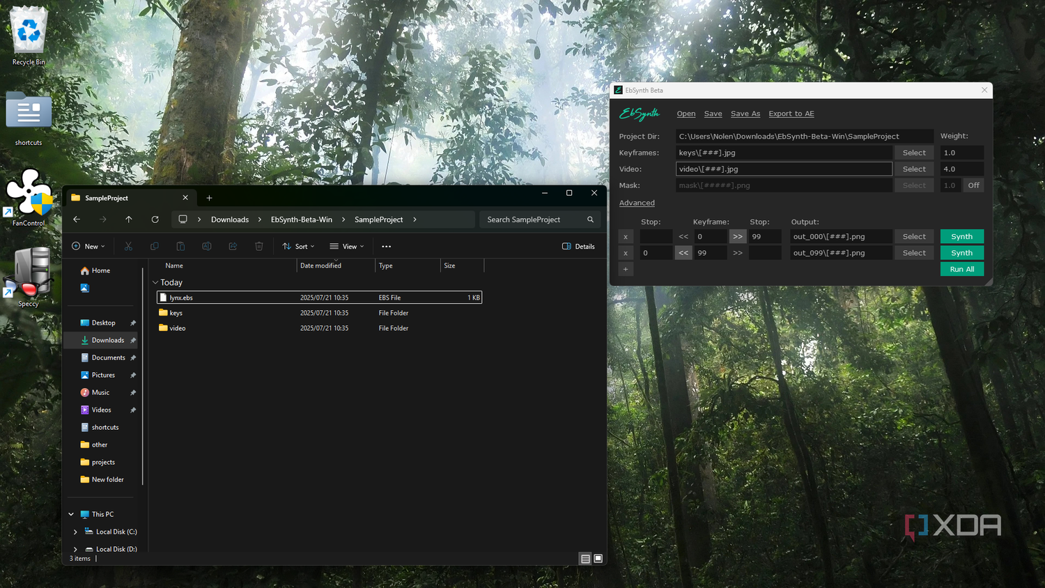 Ebsynth transferring files for keyframing