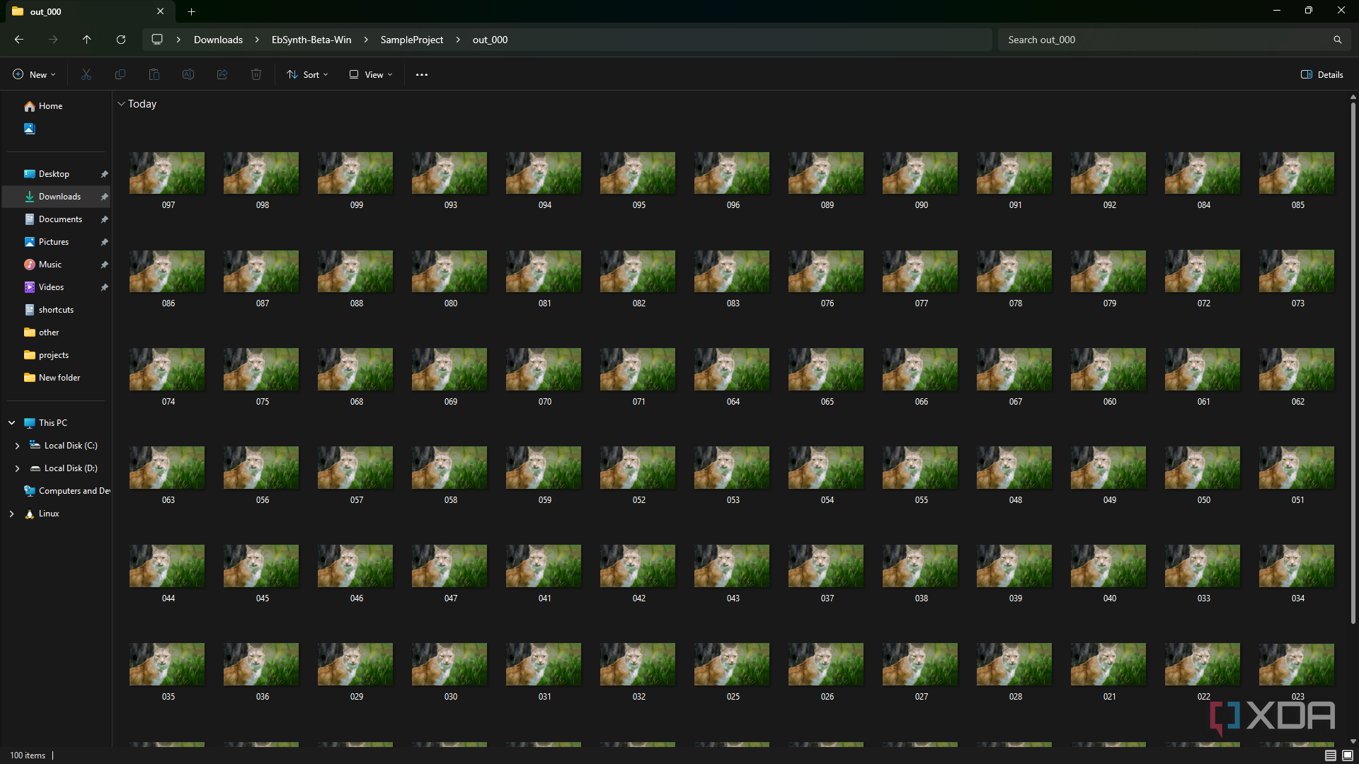 Ebsynth viewing image sequence in folder
