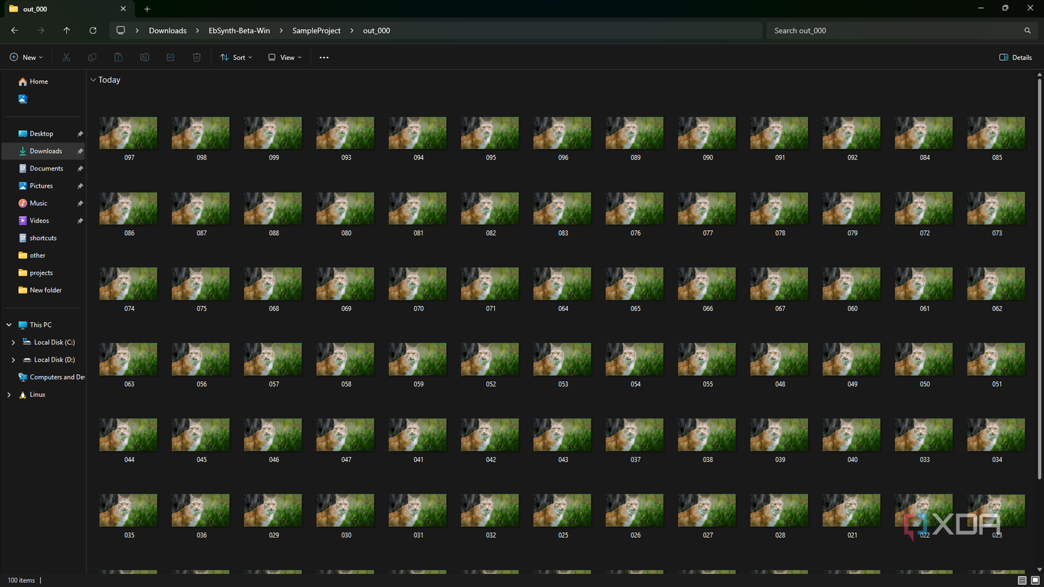 Ebsynth viewing image sequence in folder