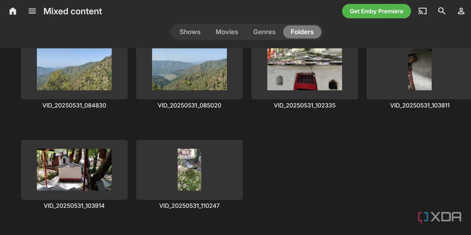 screenshot of emby home page