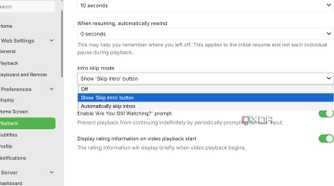 screenshot of emby playback settings page