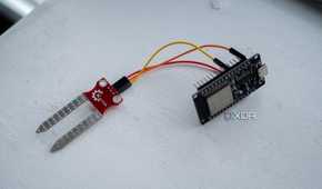 ESP32 connected to a soil sensor