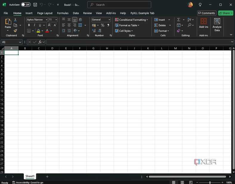Excel home screen