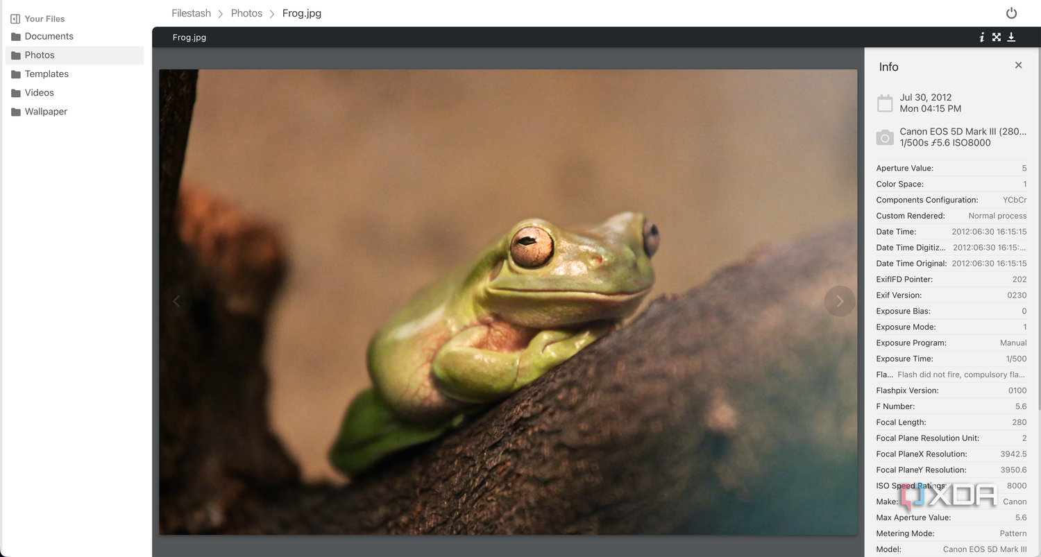 Filestash photos exif data
