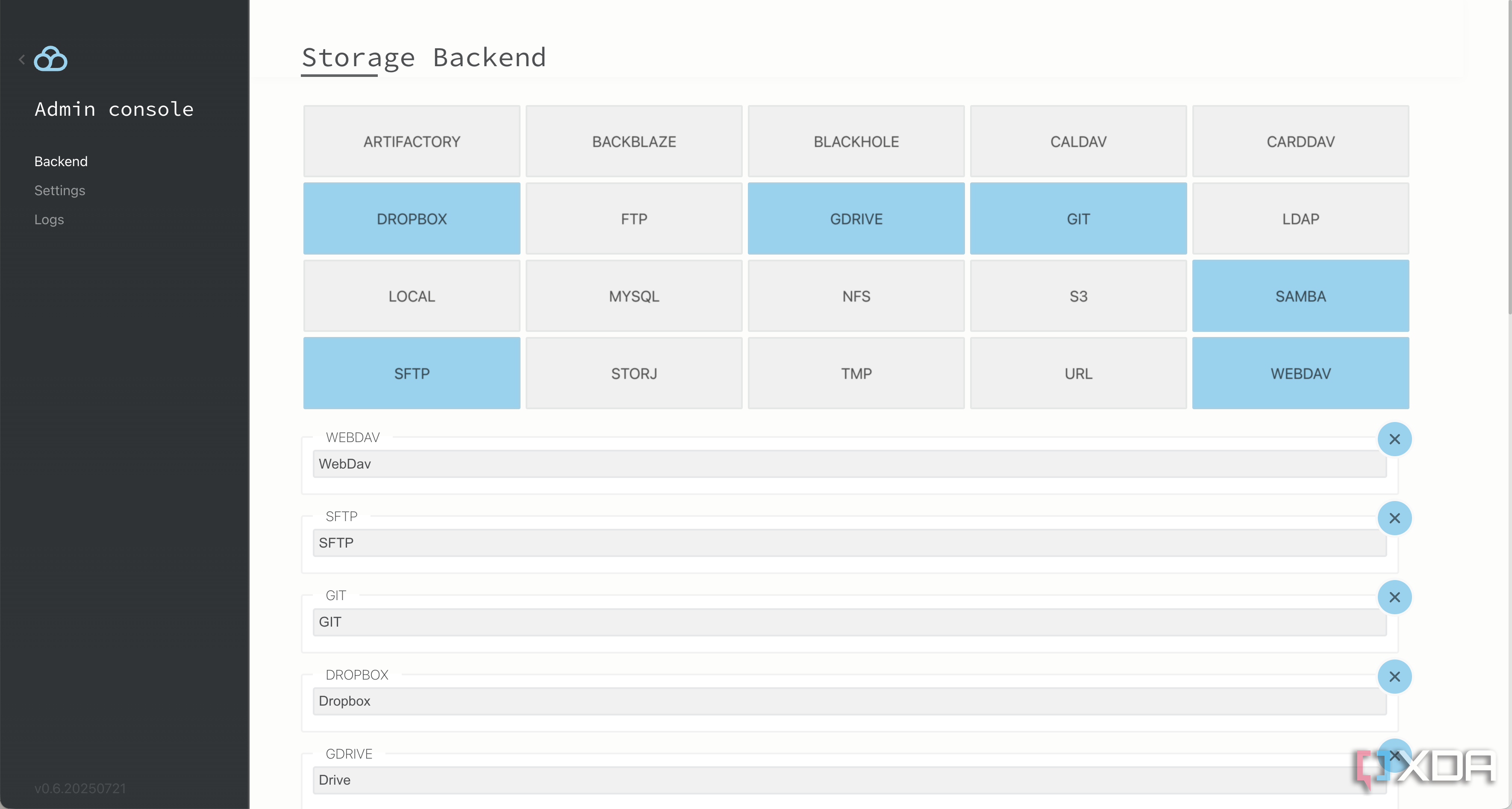Filestash storage backend options