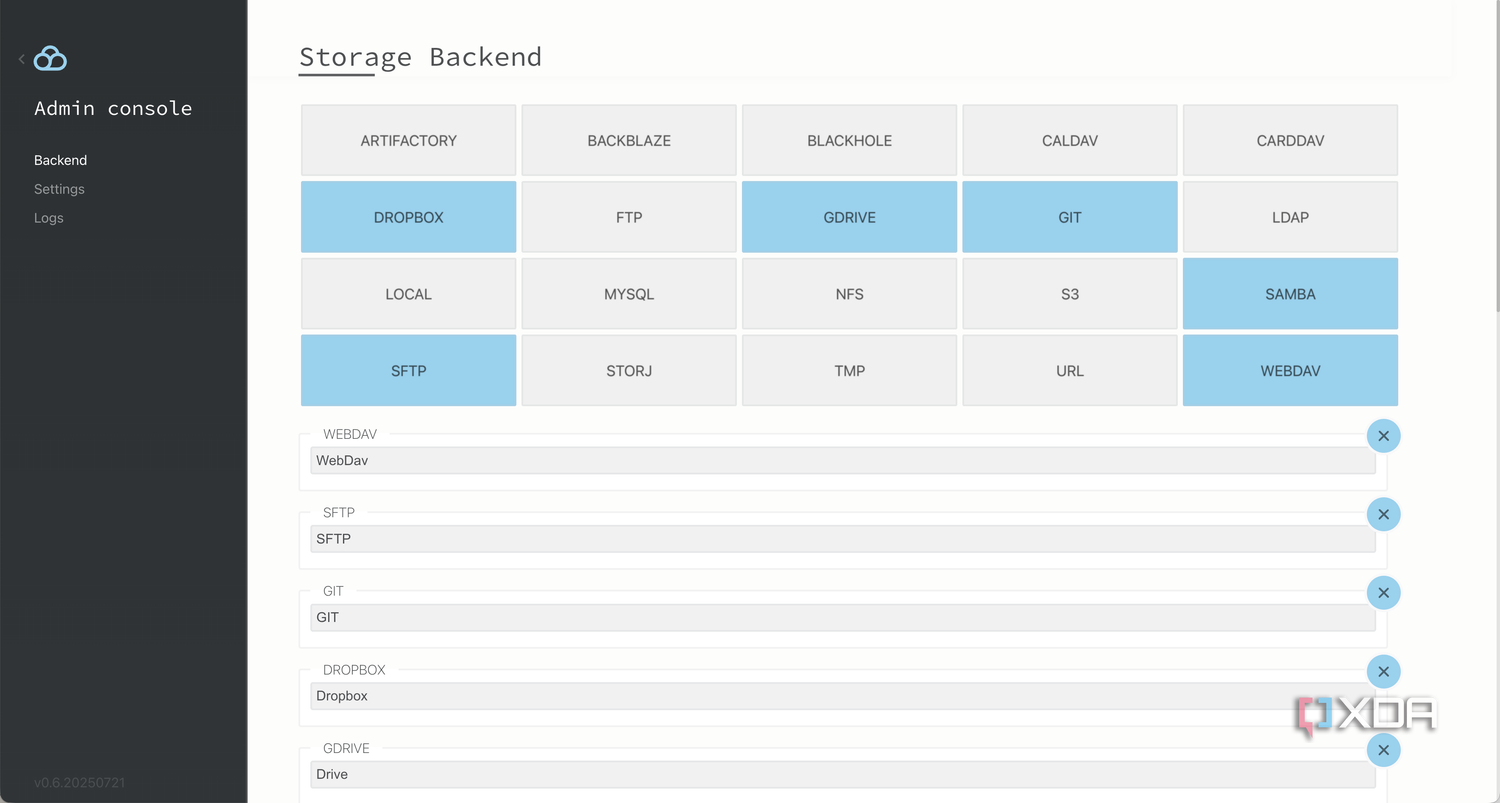 Filestash storage backend options