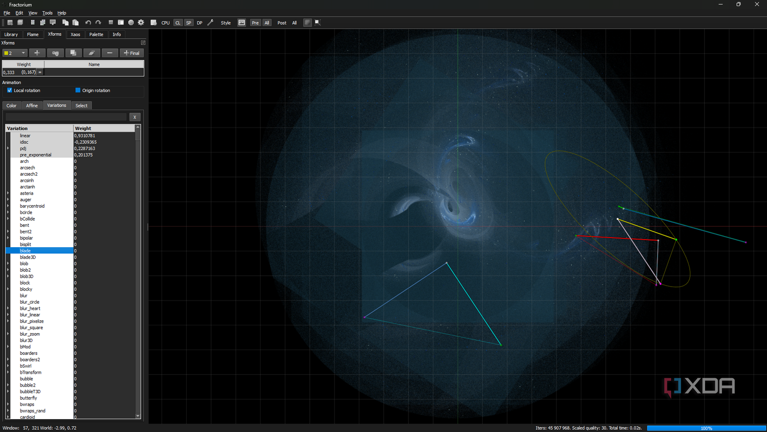 Fractorium fractal variation options