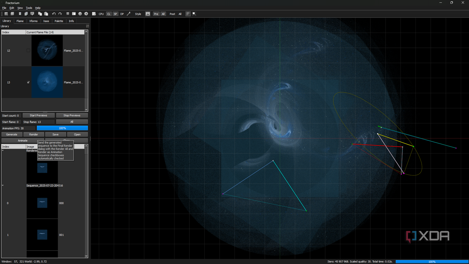 Fractorium generating fractal animation
