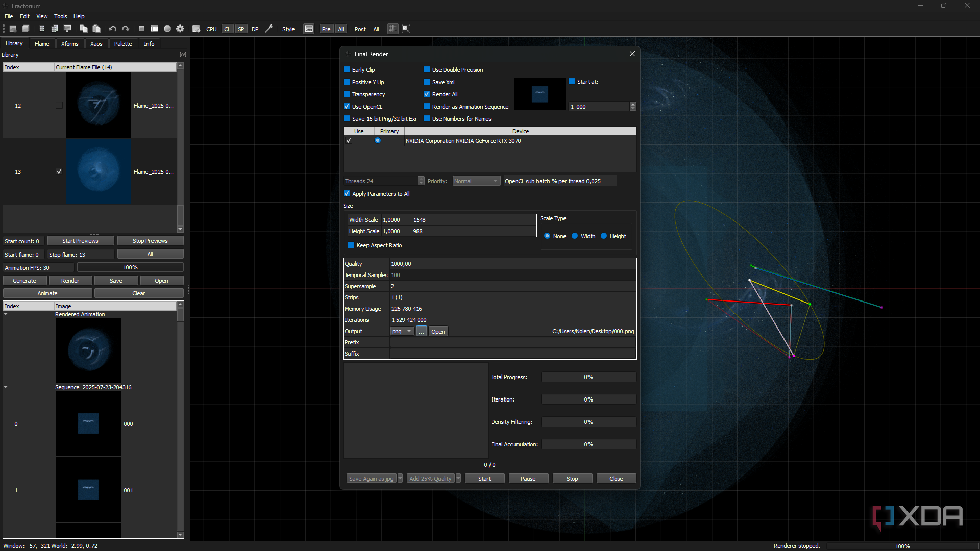 Fractorium rendering fractal animation