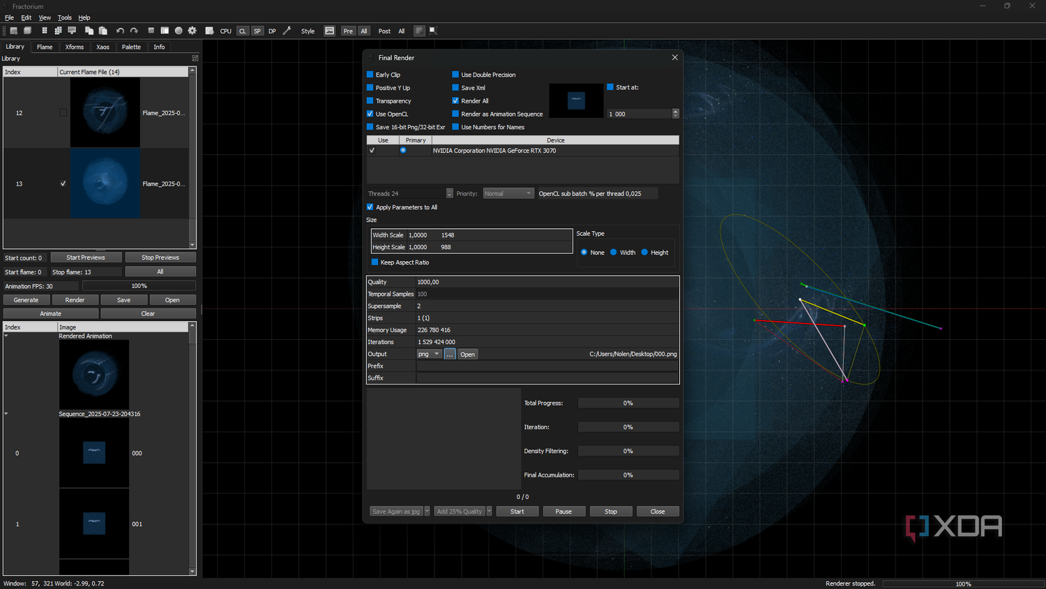Fractorium rendering fractal animation