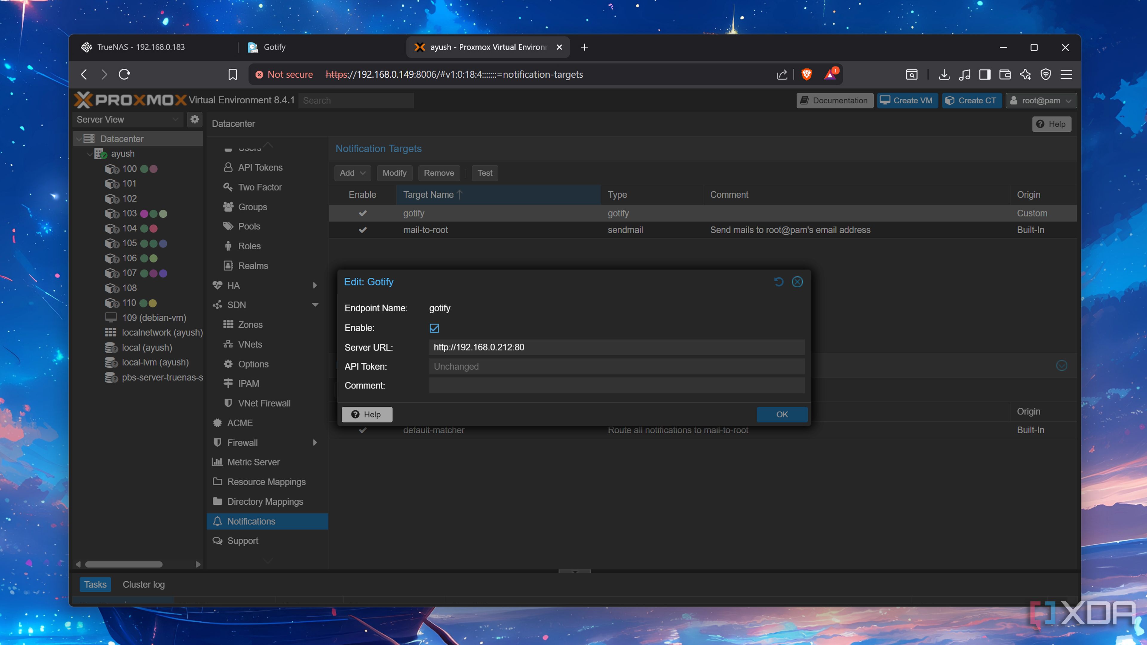 Creating a Gotify endpoint on Proxmox