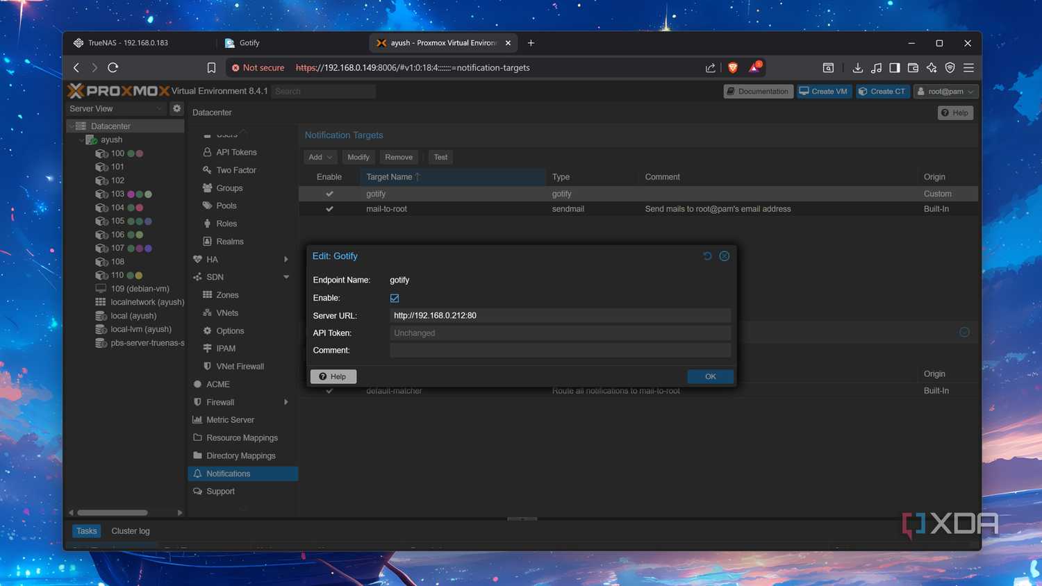 Creating a Gotify endpoint on Proxmox