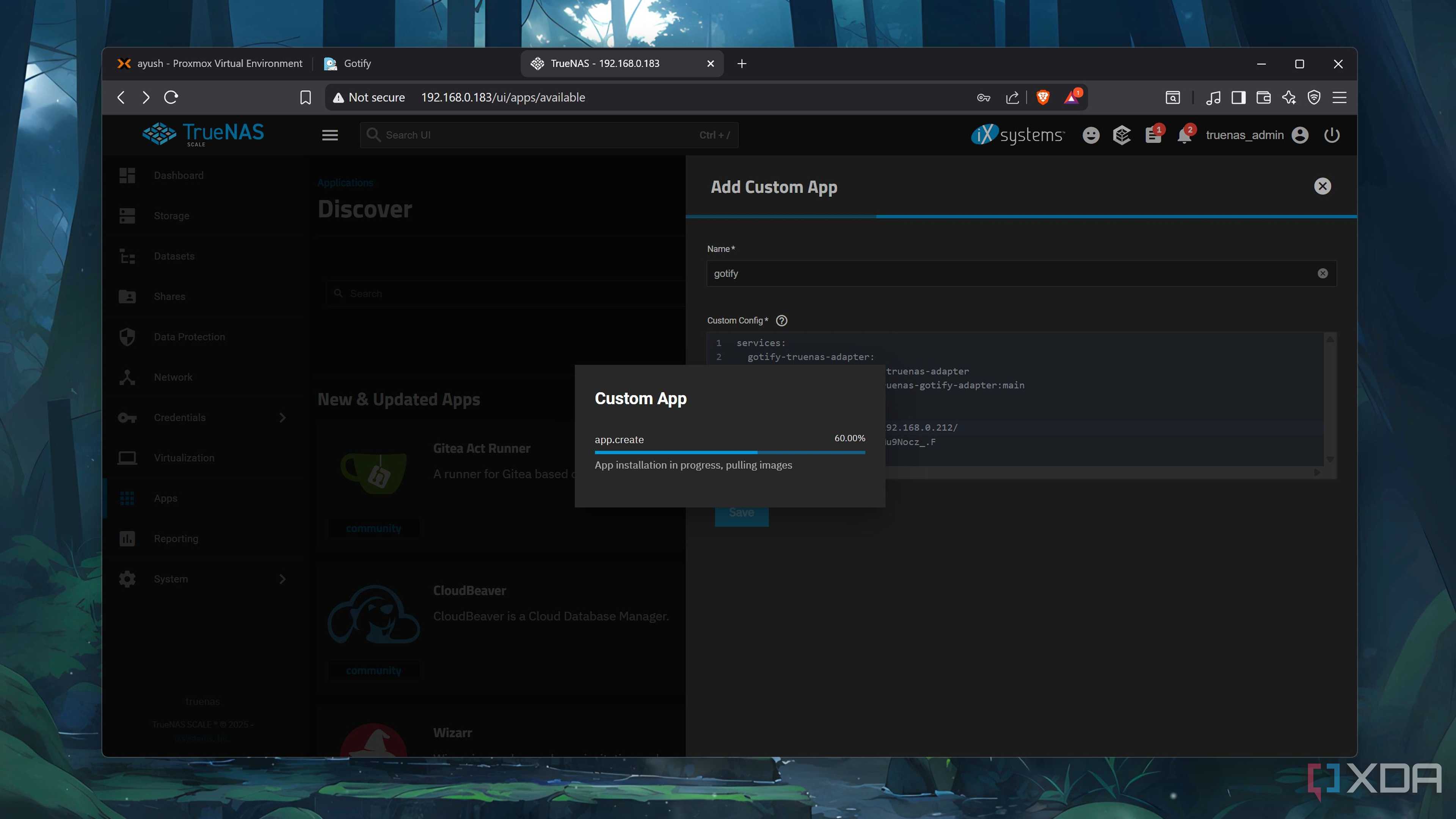 Creating the Gotify container on TrueNAS Scale