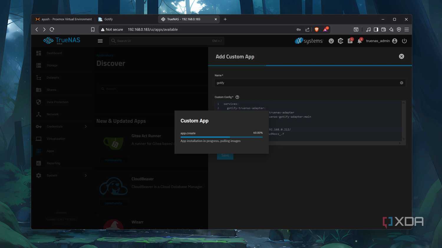 Creating the Gotify container on TrueNAS Scale