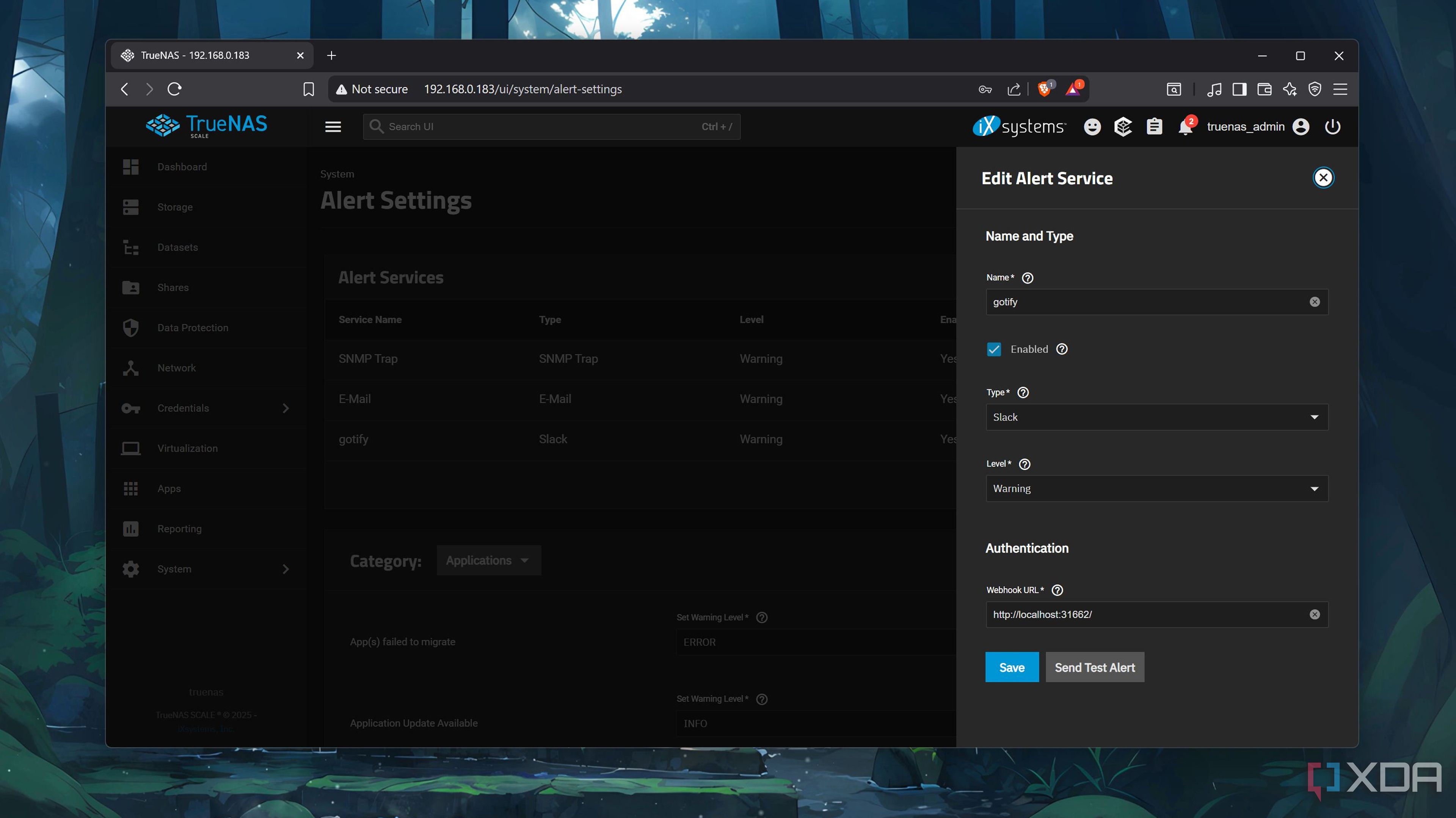 Creating a Gotify alert on TrueNAS Scale