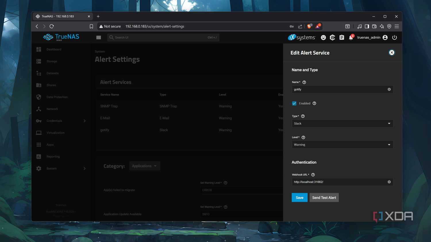 Creating a Gotify alert on TrueNAS Scale