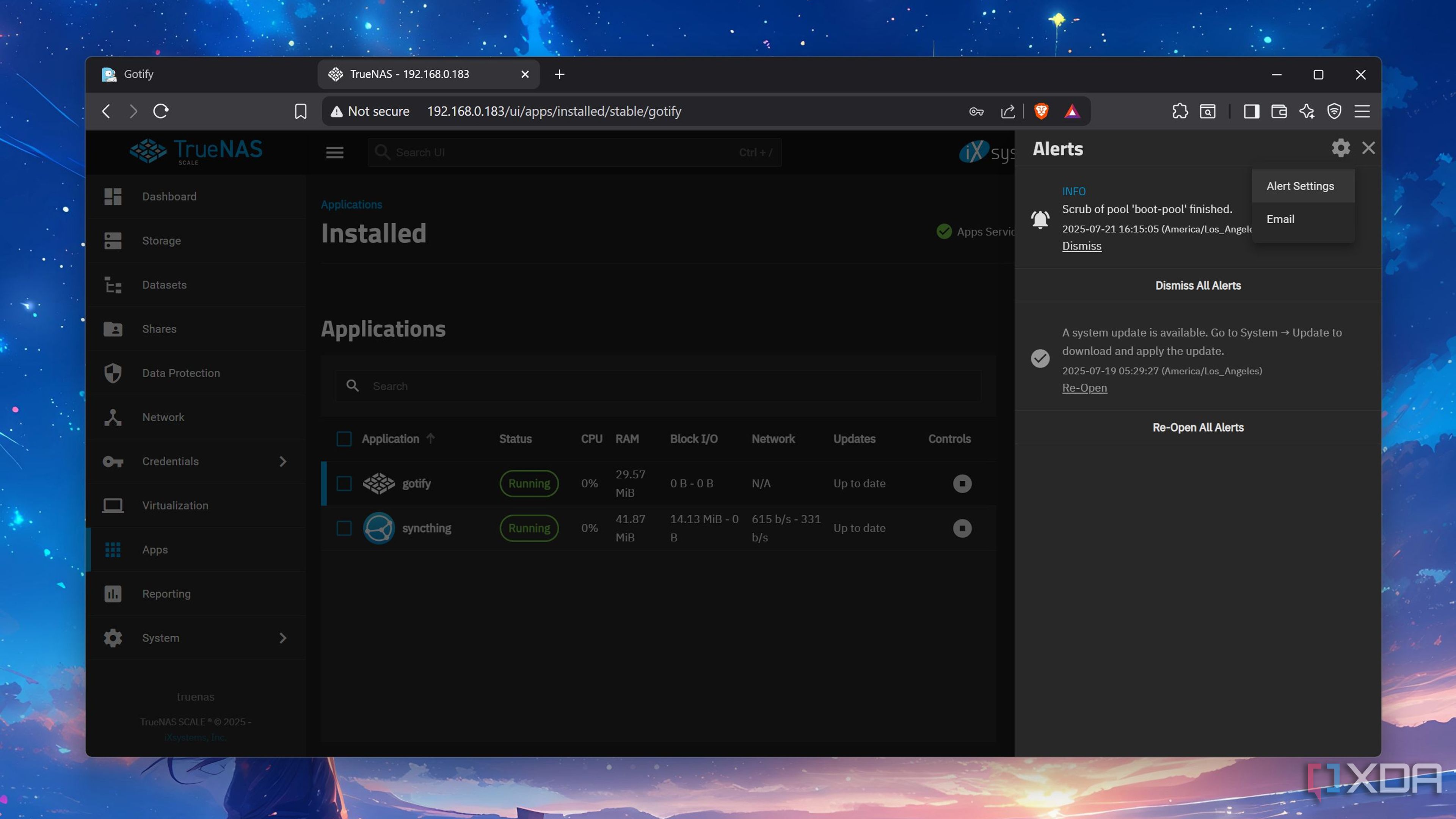 I paired my NAS server with Gotify to receive critical notifications ...