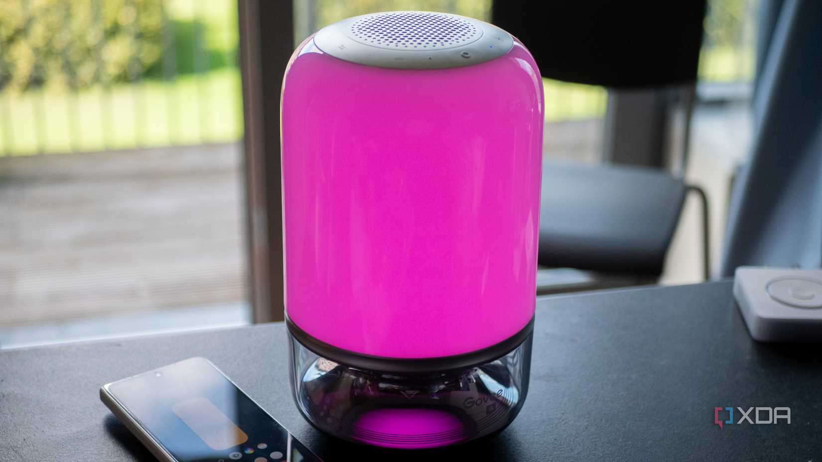 Govee Table Lamp 2 Pro with sound by JBL on a kitchen counter