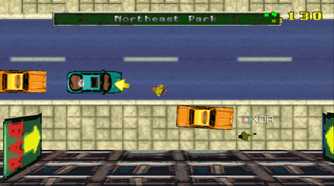 A screenshot from the 1997 game, Grand Theft Auto.