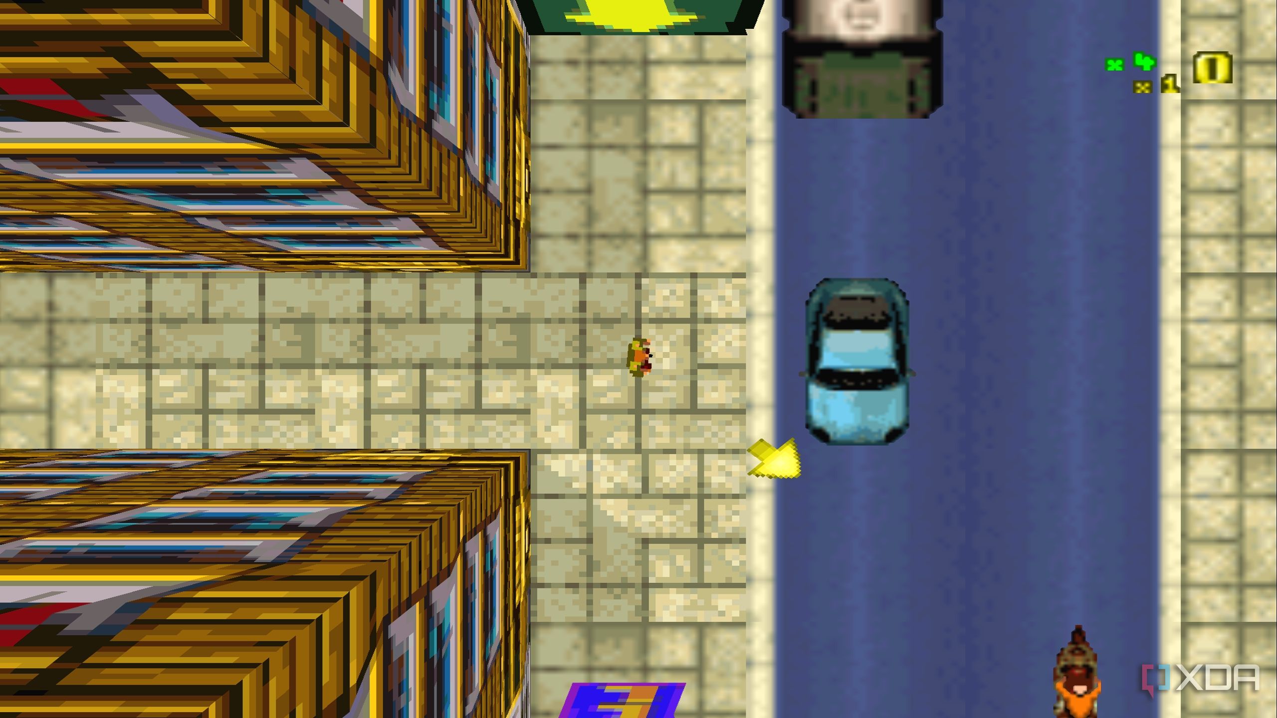 A screenshot from the 1997 game, Grand Theft Auto.